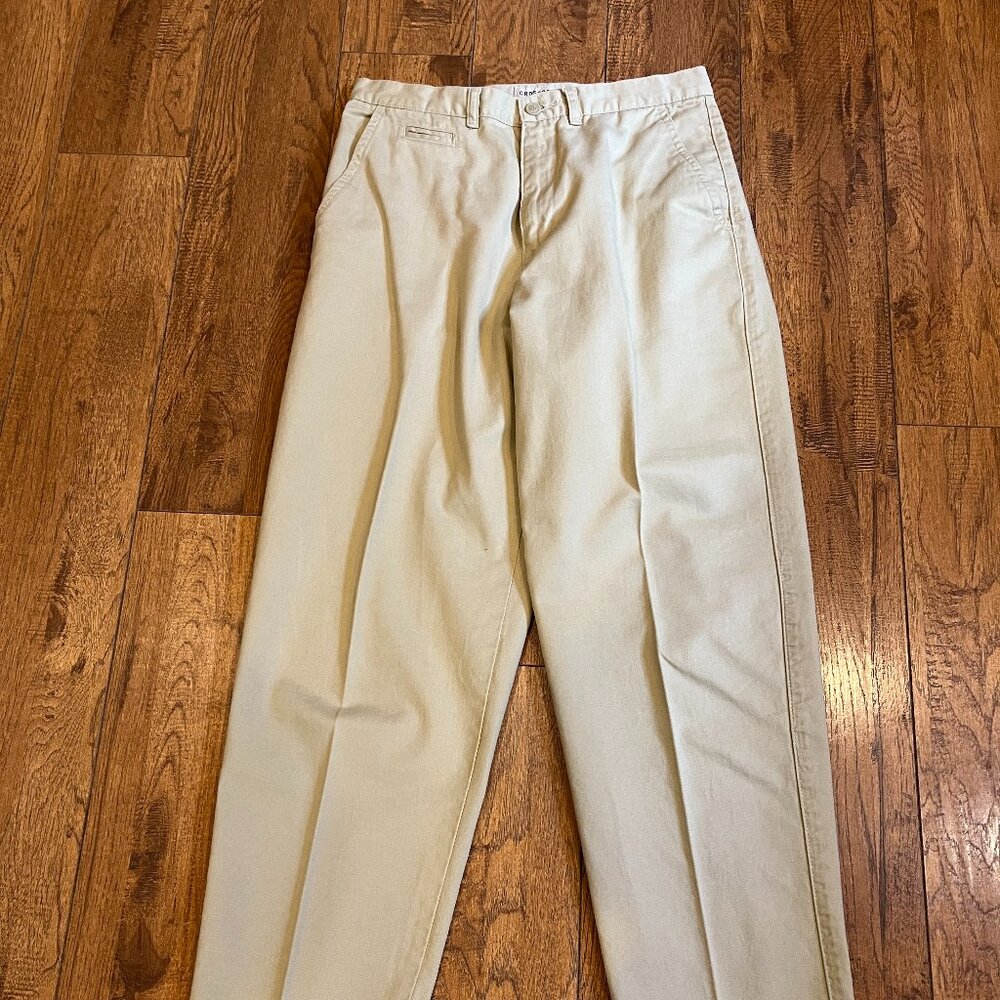 Vtg. Crossroads Flat Panel Pants Size 8 Short Length Beige 100% Cotton EUC